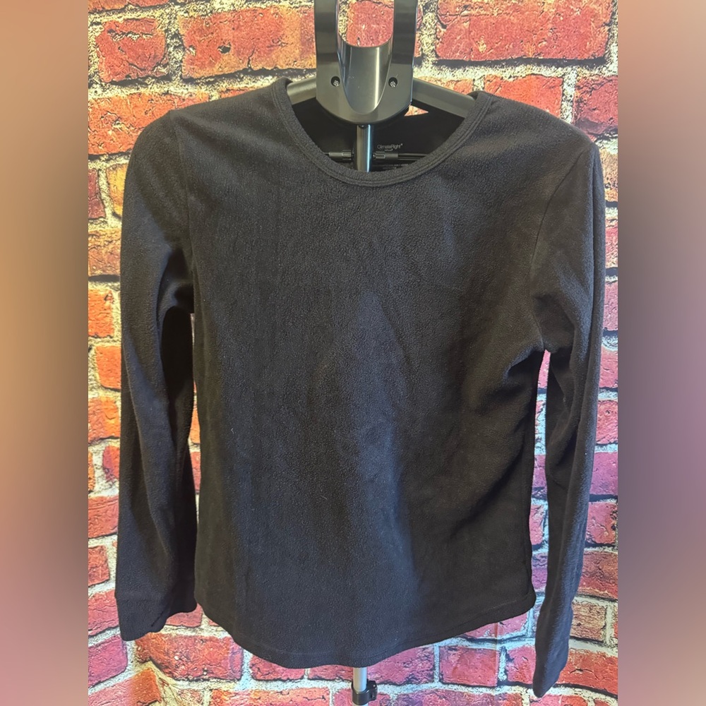 Climate Right Black Fleece Top Size L Item #PHK7511 Pit to Pit 19”